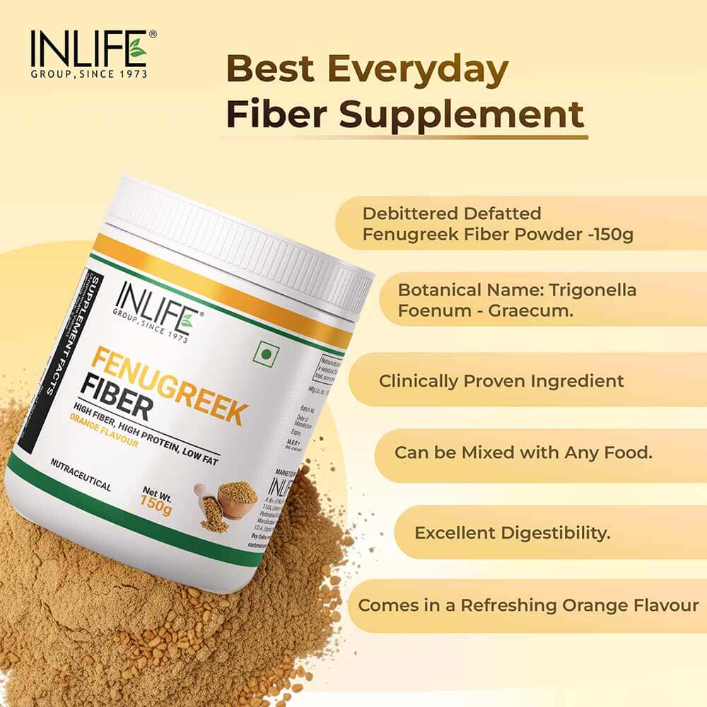 2 - INLIFE Fenugreek Fiber Powder with Orange Flavour,  150 g 