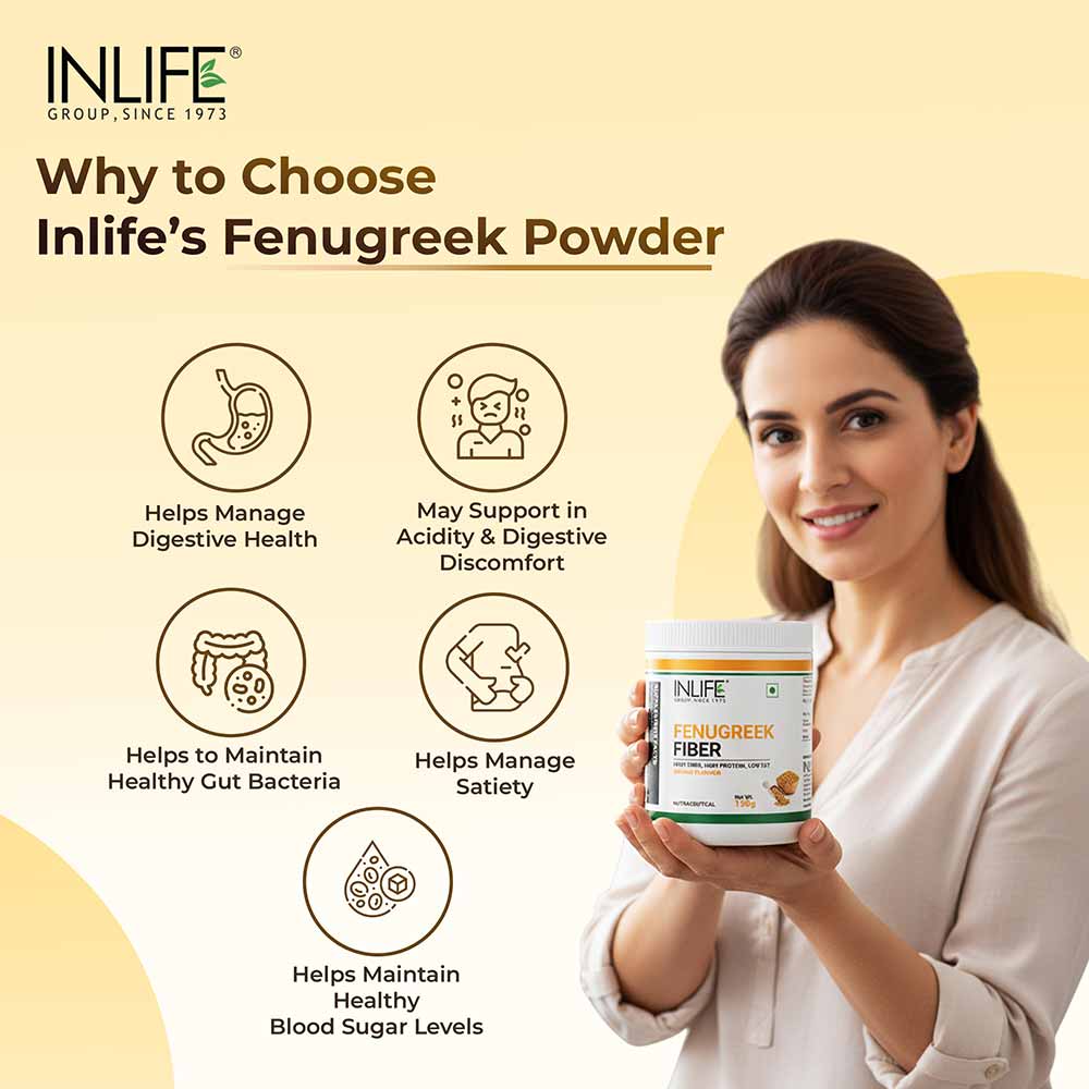 7 - INLIFE Fenugreek Fiber Powder with Orange Flavour,  150 g 