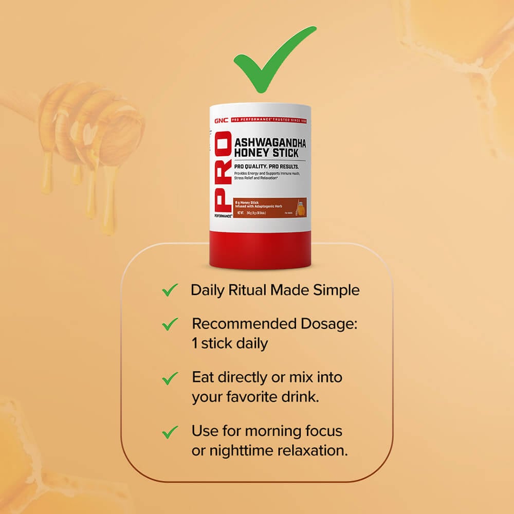8 - GNC Pro Performance Ashwagandha Honey Stick,  10 sachets/pack 