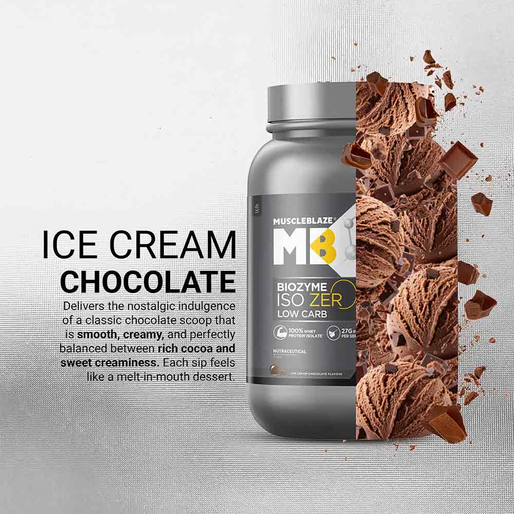 3 - MuscleBlaze Biozyme Iso-Zero, 2.2 lb Low Carb Ice Cream Chocolate