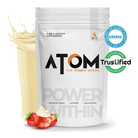 1 - AS-IT-IS Nutrition ATOM Whey Protein with Enzymes,  2.2 lb  Creamy Strawberry 