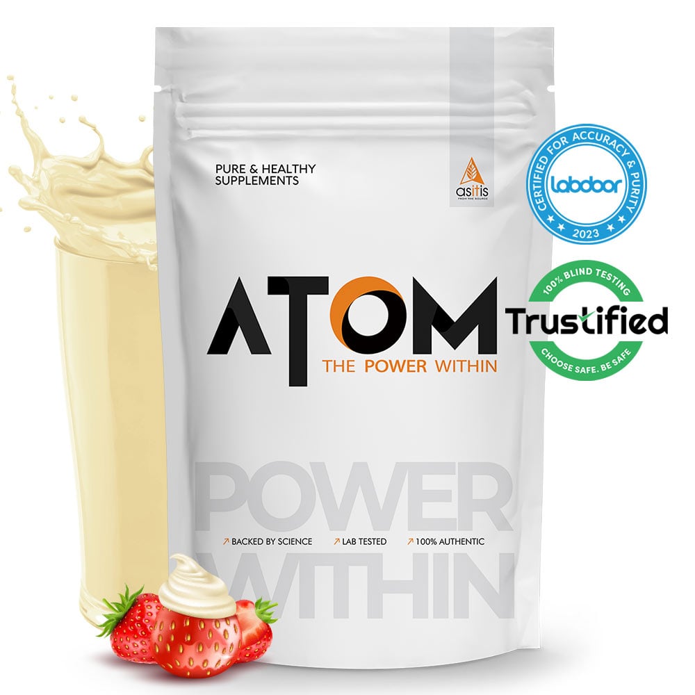 1 - AS-IT-IS Nutrition ATOM Whey Protein with Enzymes,  2.2 lb  Creamy Strawberry 