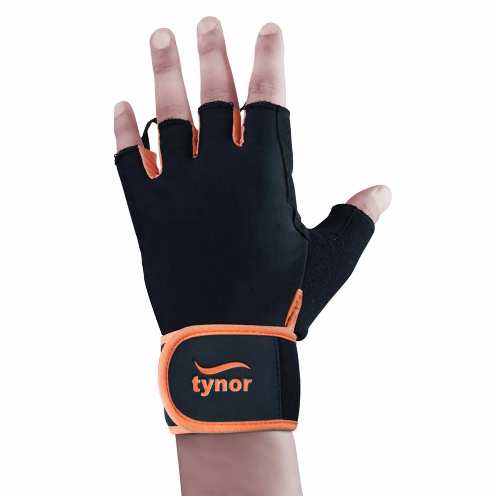 1 - Tynor Tynogrip Gym Gloves with Wrist Support,  Black  Medium 