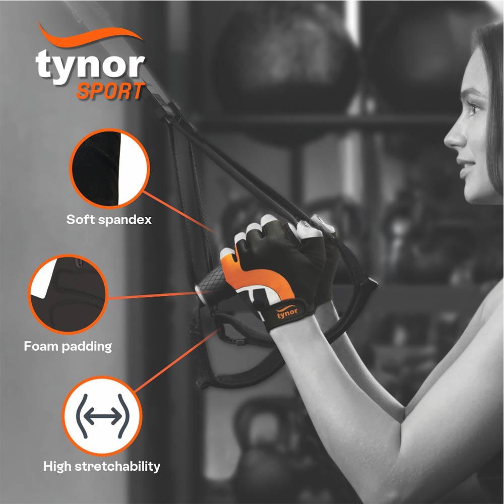 2 - Tynor Tynogrip Training Gloves,  Black with Orange  Small 
