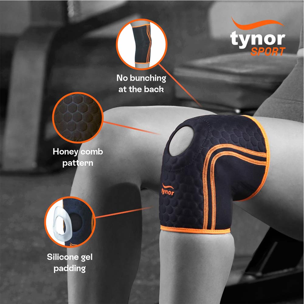 2 - Tynor Knee Cap (Neo),  Black/Orange  XL 