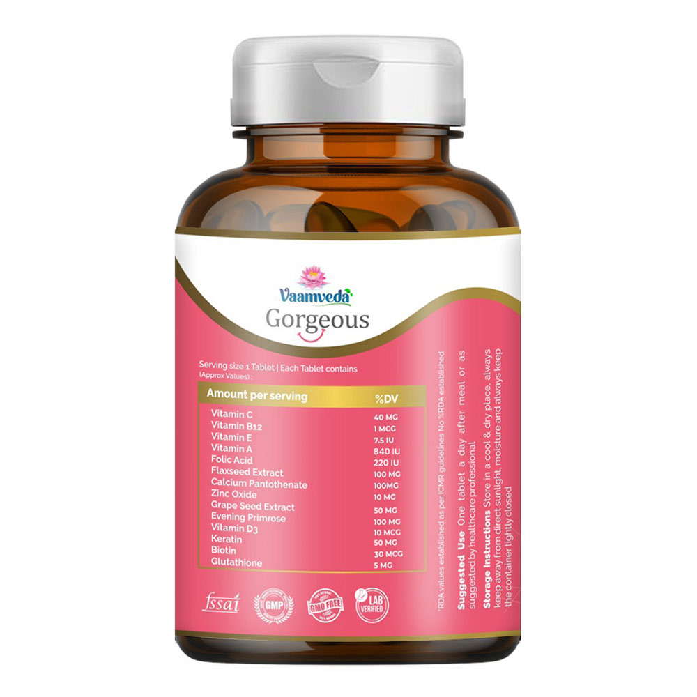 2 - Vaamveda Biotin Keratin L Glutathione Vitamin C E Hair Skin Nail Hair Growth,  30 tablet(s)  Supplements (Pack of 2) 