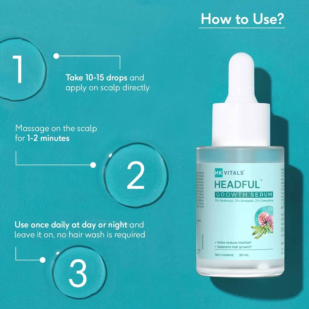 HK Vitals Hair Vitamins for Men & DHT Blocker 60 Tabs & Headful Growth Serum 30 ml Combo