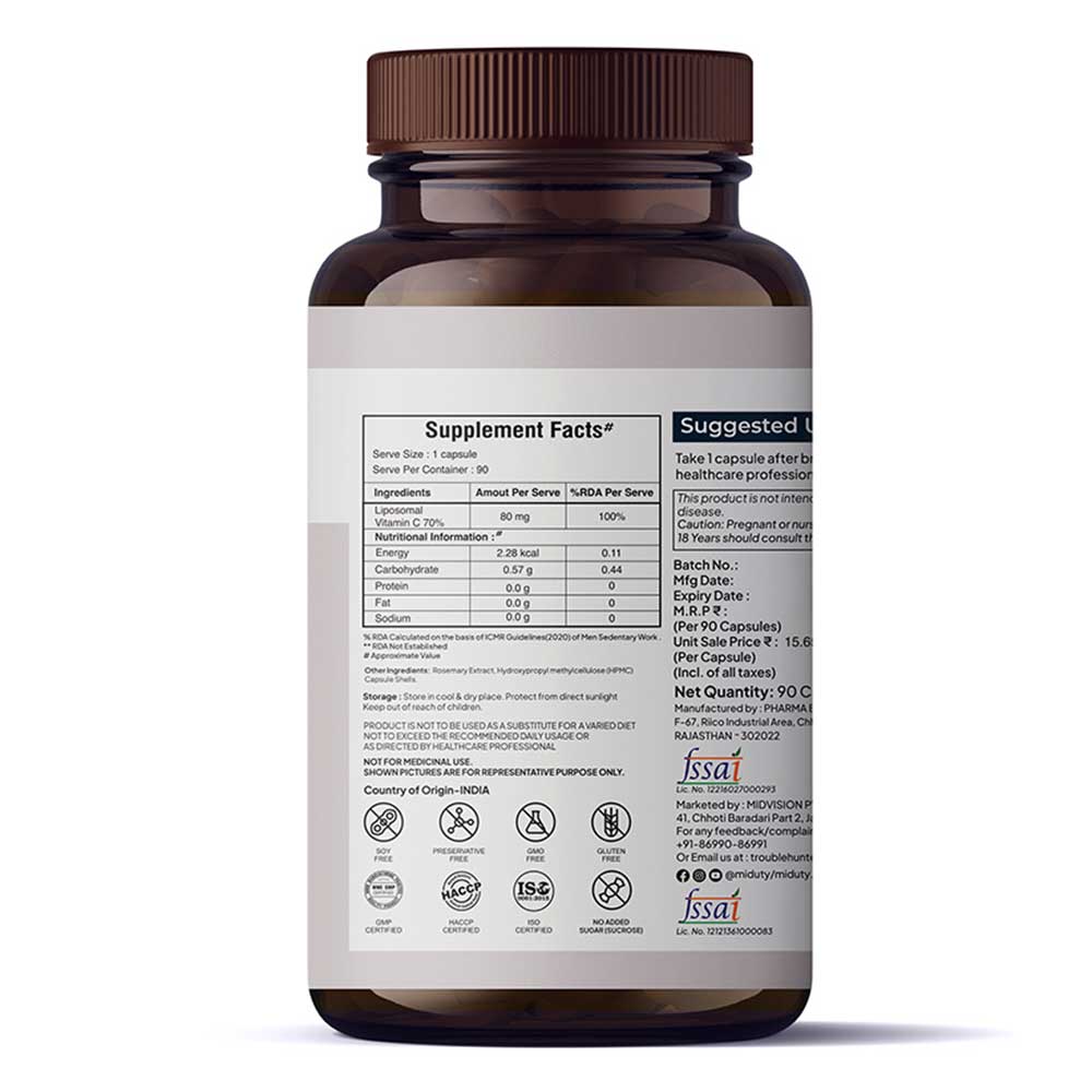 9 - Miduty Liposomal Vitamin C,  90 capsules  Unflavoured 