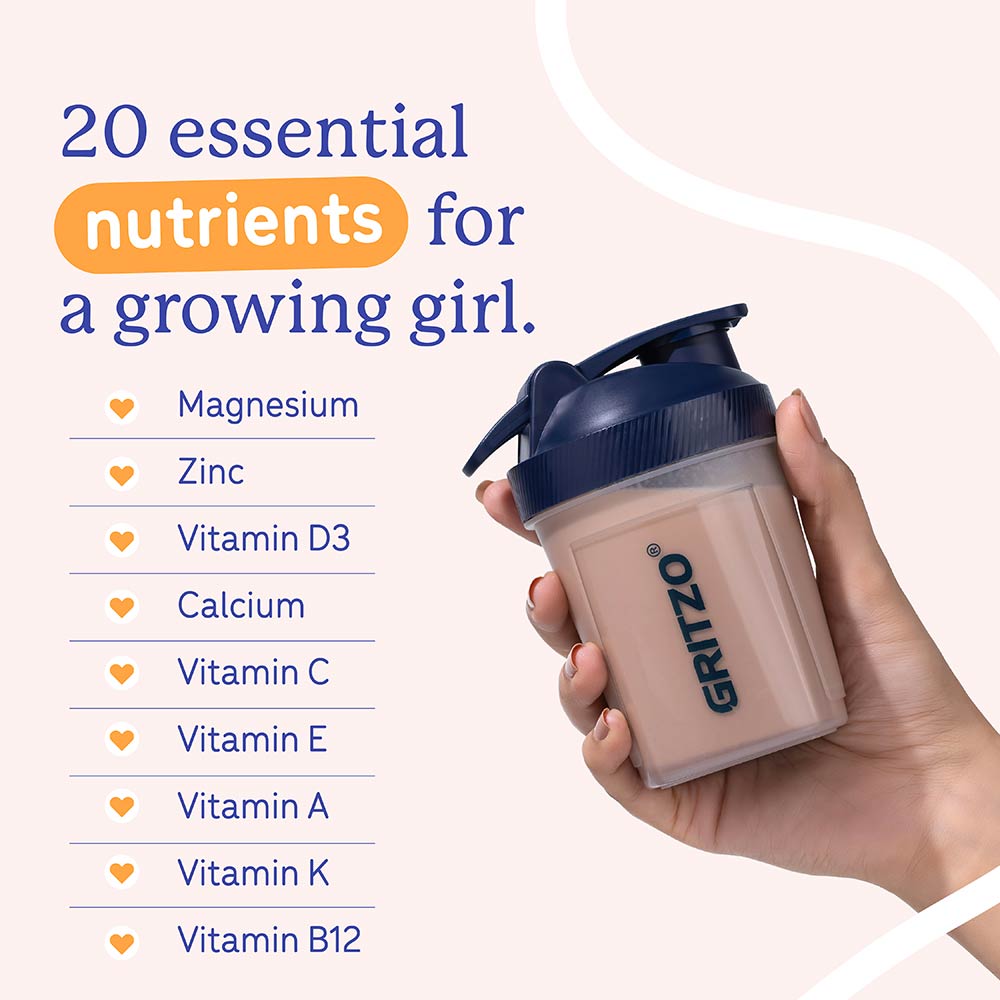 6 - Supermilk Gritzo Overall Growth For 7-9 Yrs Girl Personalized Protein & Nutrition Drink Mix,  400 g  Double Chocolate