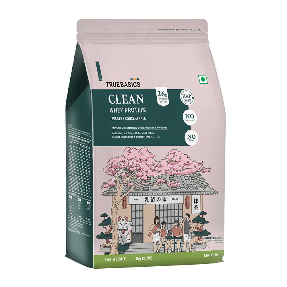 5 - TrueBasics Clean Whey Protein (Isolate + Concentrate),  2.2 lb  Matcha