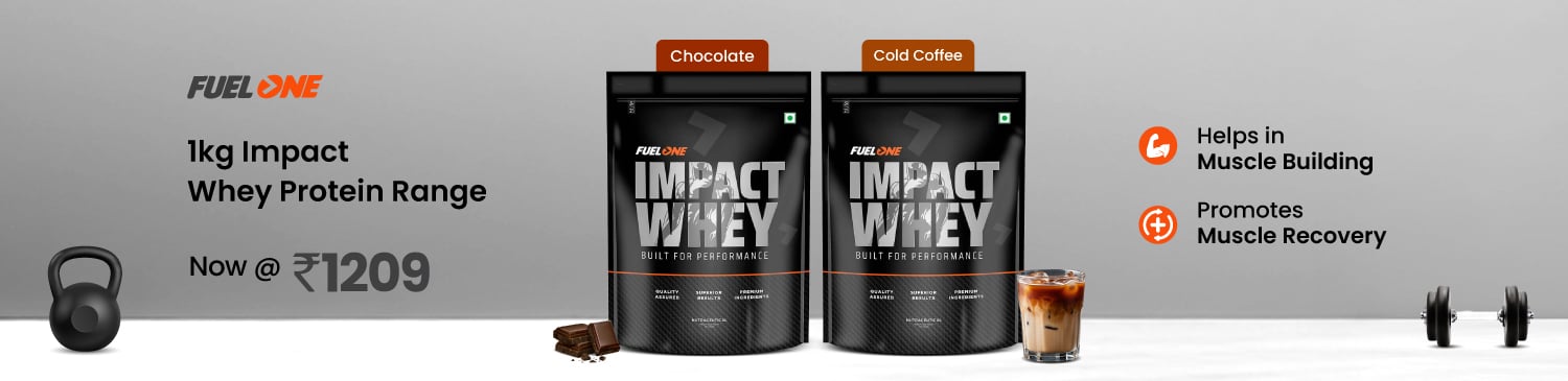 Fuel One Impact Whey Protein, 1 kg (2.2 lb), Chocolate & Cold Coffee | Offer @ Rs. 1209