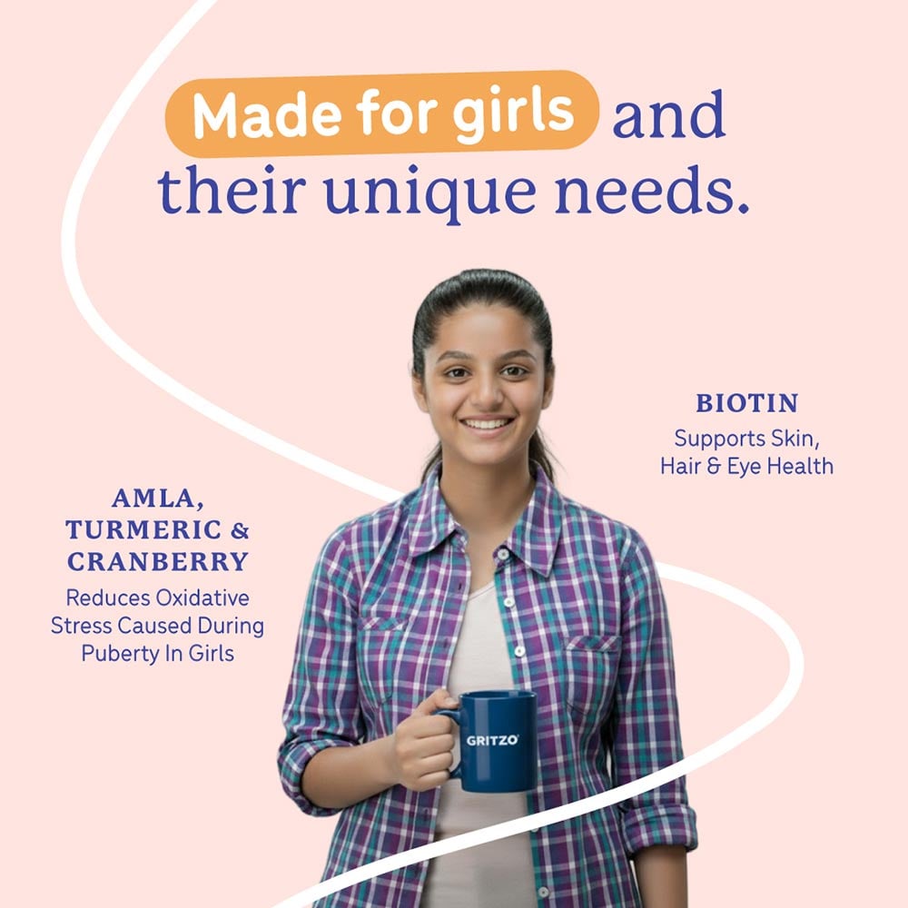 8 - Supermilk Gritzo Height+ for 13+ Yrs Girls Personalized Protein & Nutrition Drink Mix,  400 g  Cafe Mocha