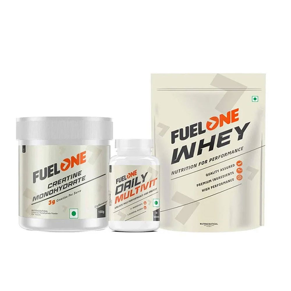 Fuel One Whey Protein 1 kg Chocolate & 100g Creatine Monohydrate & Daily Multivitamin 30 Tabs Combo