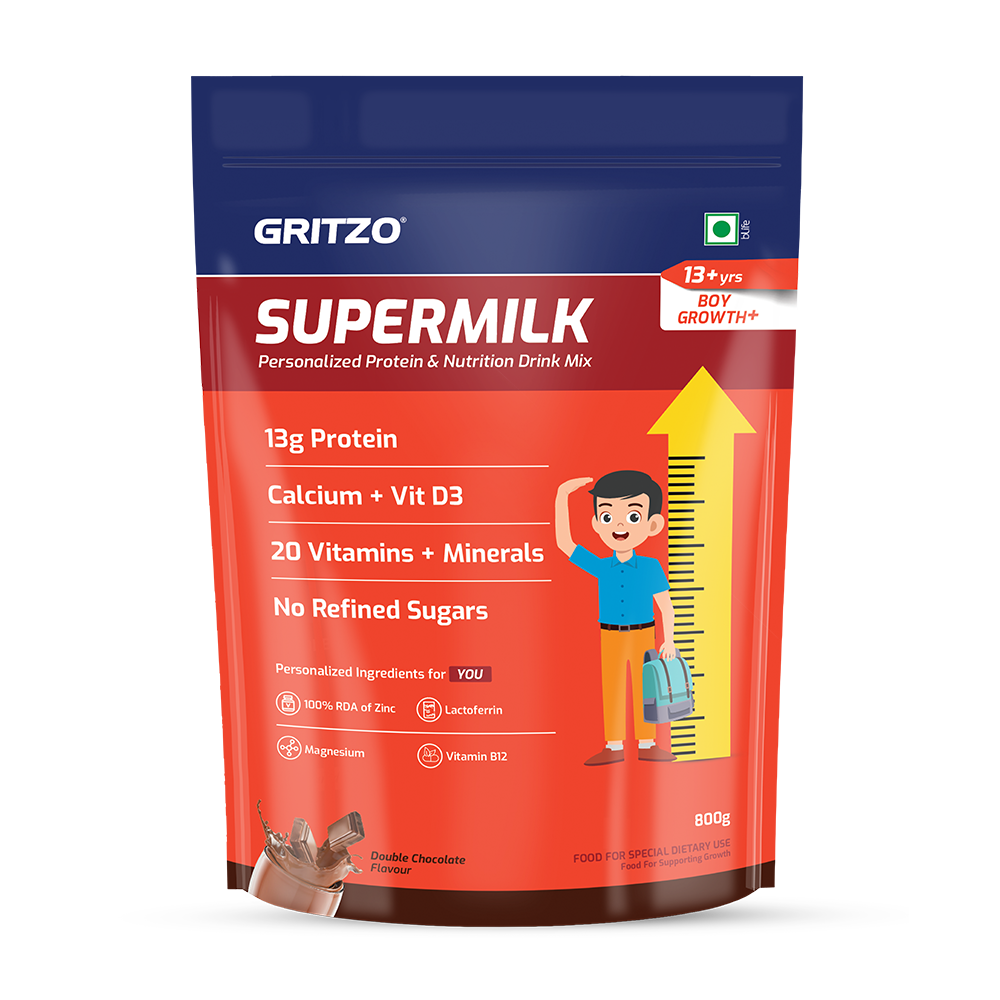 Supermilk Gritzo Growth+(Formerly Height+) for Boy 13+ years,  800 g  Double Chocolate 