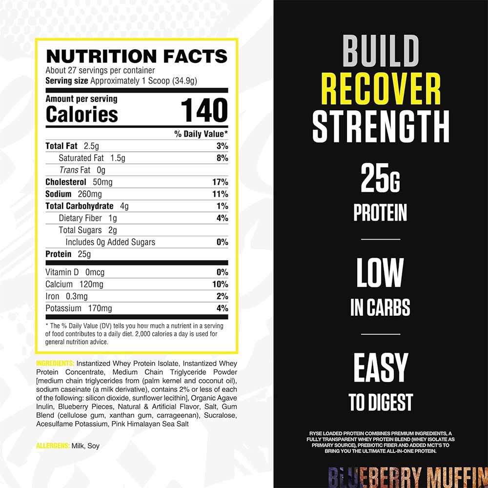 2 - Ryse Loaded Protein,  4.2 lb  Blueberry Muffin 