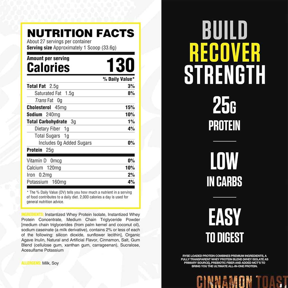 2 - Ryse Loaded Protein,  2 lb  Cinnamon Toast 