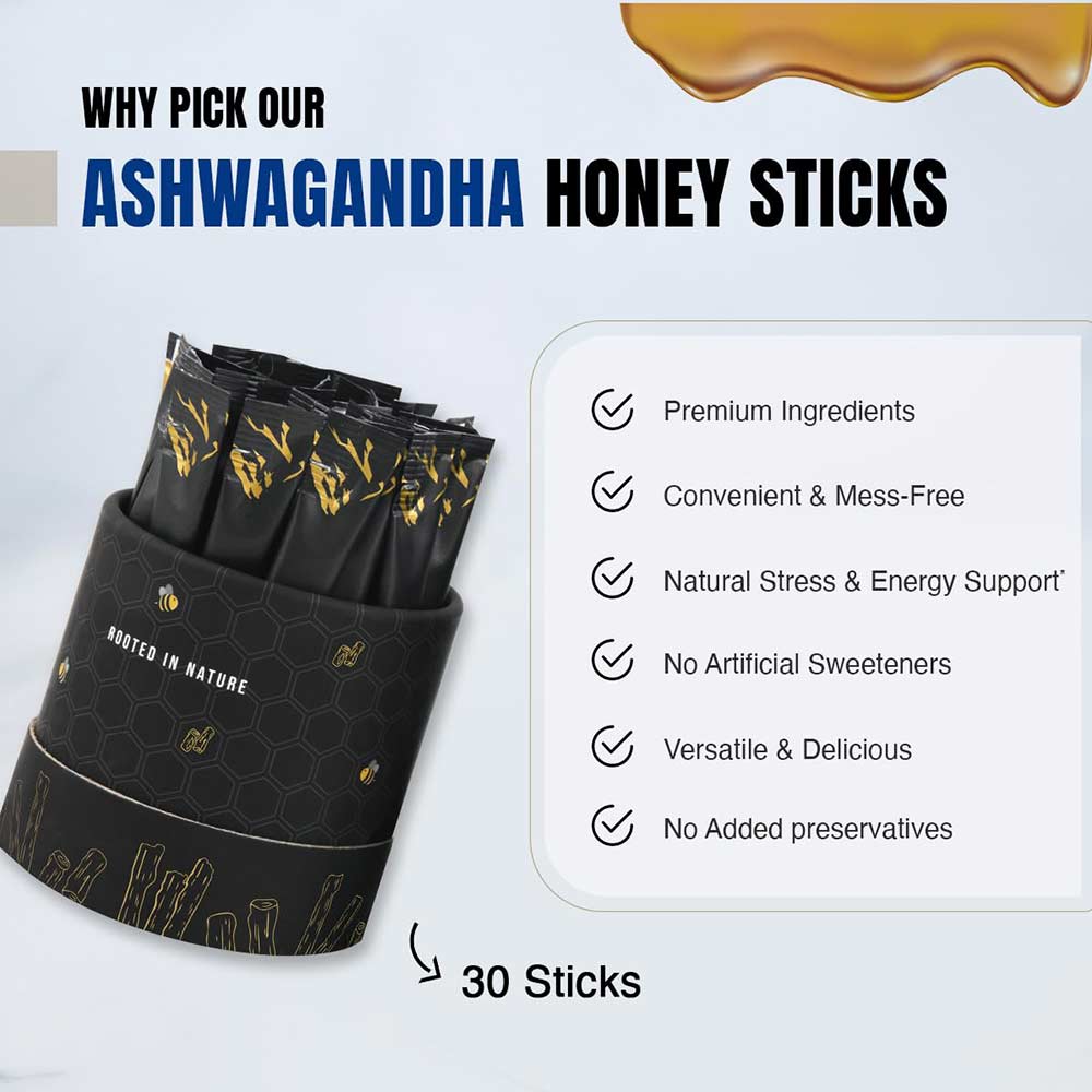3 - Bargad KSM-66 Ashwagandha Honey Sticks Vanilla,  30 Stick(s) 