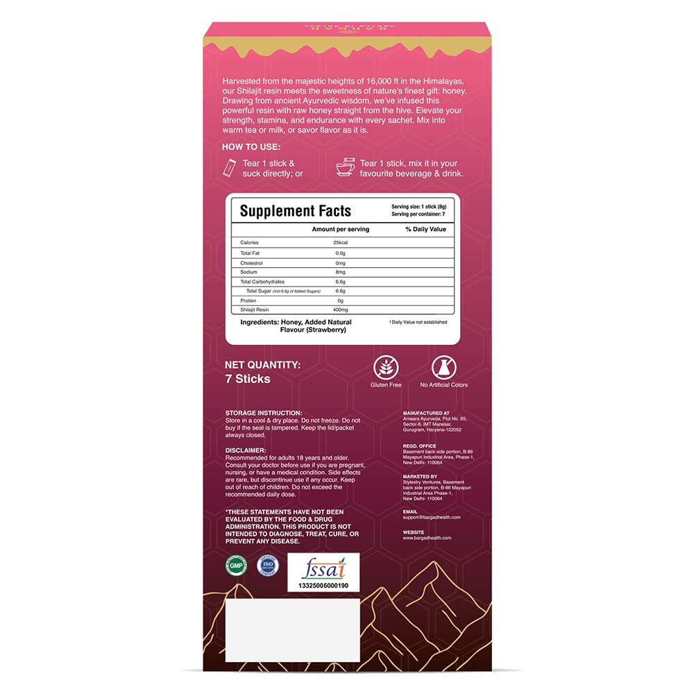 4 - Bargad Himalayan Shilajit Honey Sticks Strawberry Flavour,  7 Stick(s) 