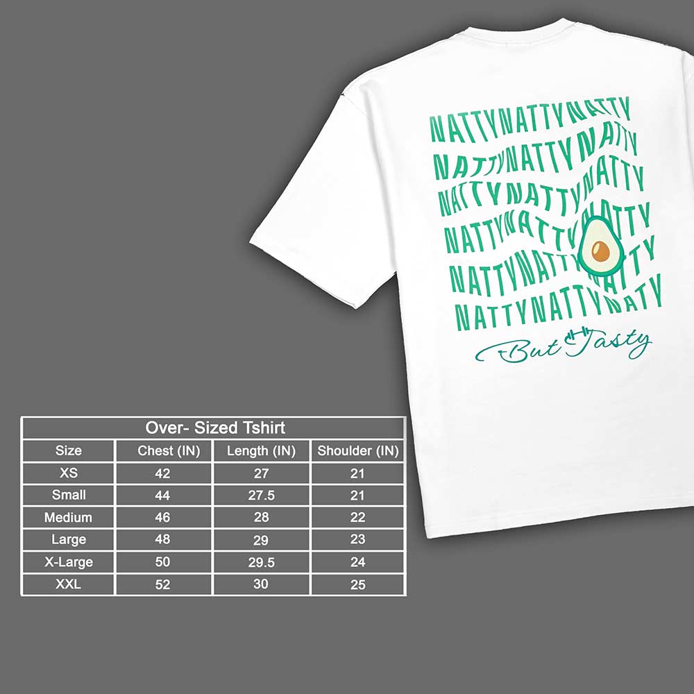 MuscleBlaze Natty But Tasty Avocado Oversized Solid T-Shirt,  Small  White