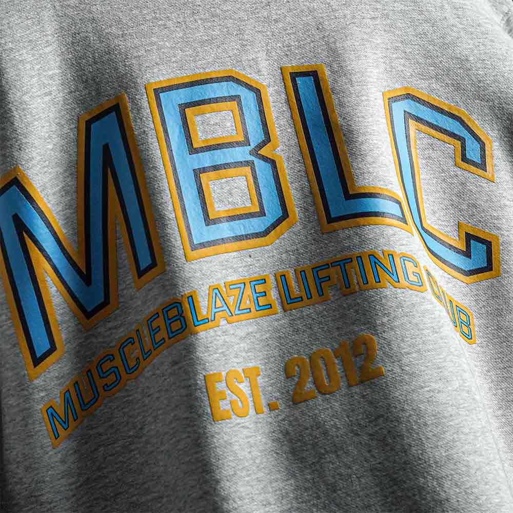 5 - MuscleBlaze Lifting Club Hoodie,  X-Large  Grey Melange