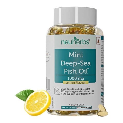 1 - Neuherbs Mini Deep-Sea Fish Oil 1000mg for Heart & Bone Lemon Flavour, 60 softgels