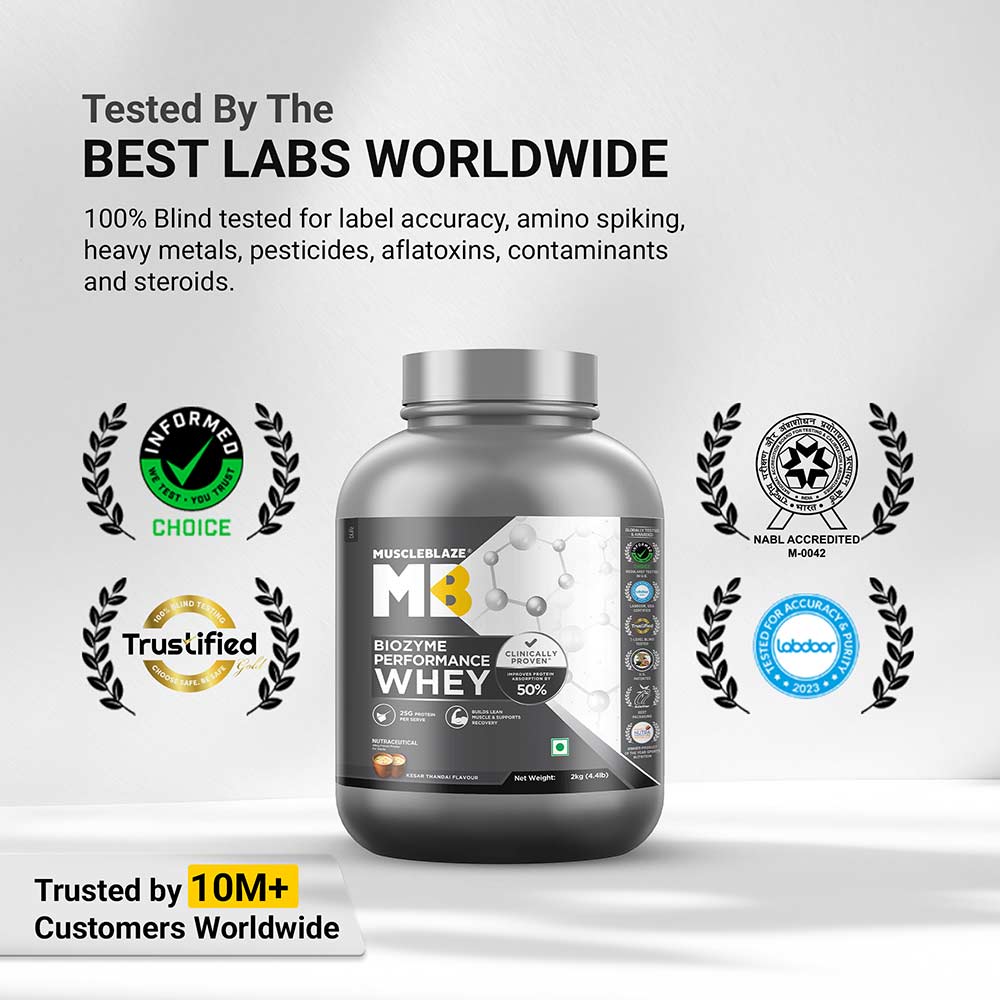 5 - MuscleBlaze Biozyme Performance Whey, 4.4 lb Kesar Thandai