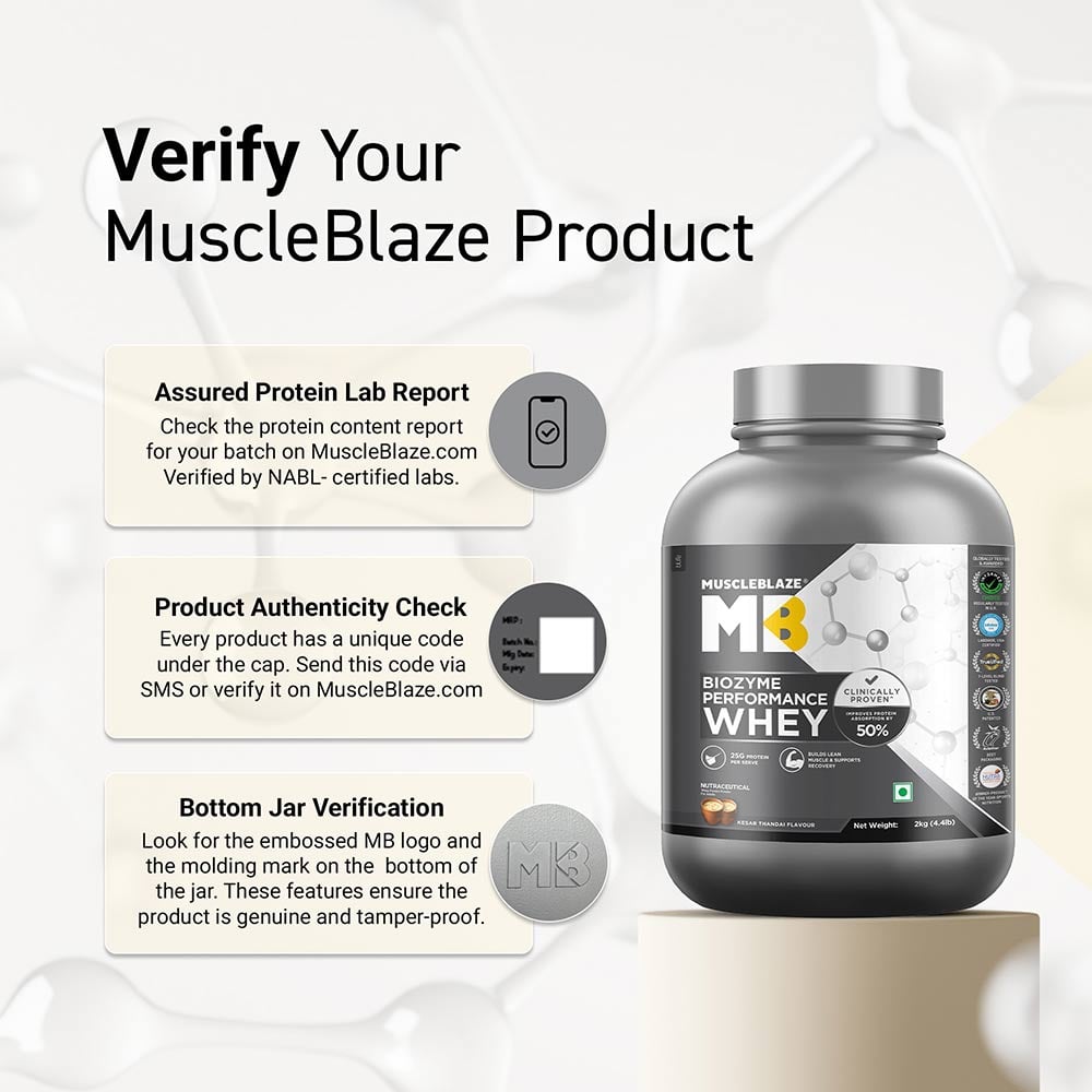 10 - MuscleBlaze Biozyme Performance Whey, 4.4 lb Kesar Thandai