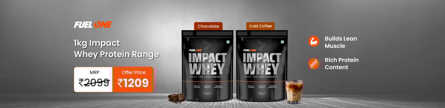 Fuel One Impact Whey Protein, 1 kg (2.2 lb), Chocolate & Cold Coffee | Offer @ Rs. 1209