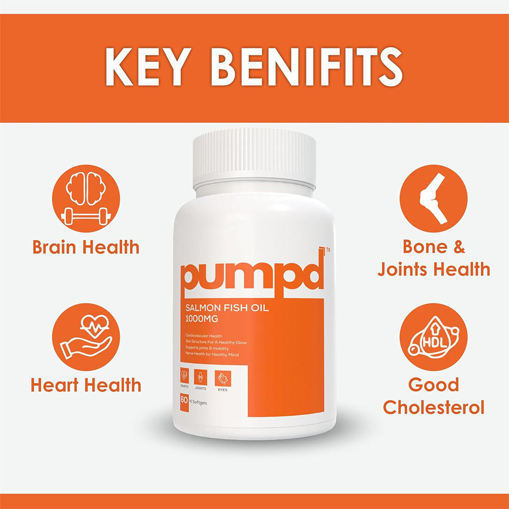 3 - Pumpd Salmon Fish Oil 1000mg,  60 softgels 