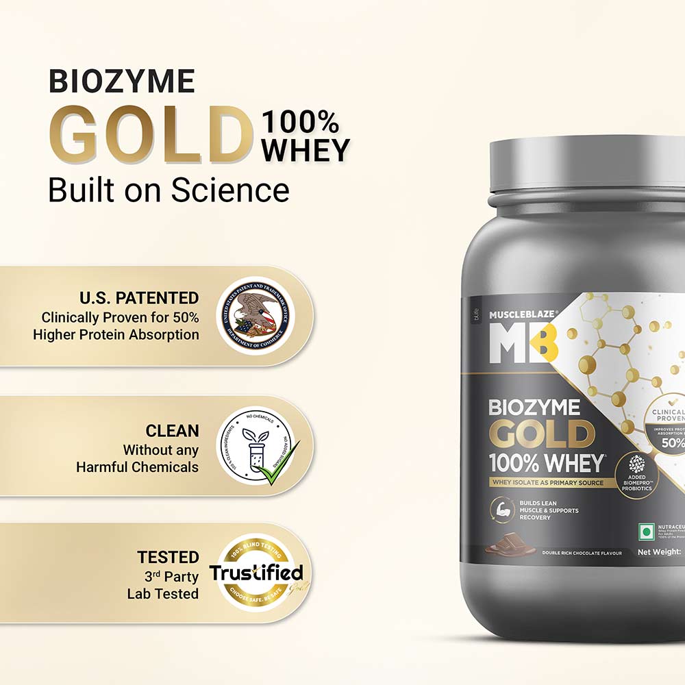 5 - MuscleBlaze Biozyme Gold 100% Whey,  2.2 lb  Double Rich Chocolate