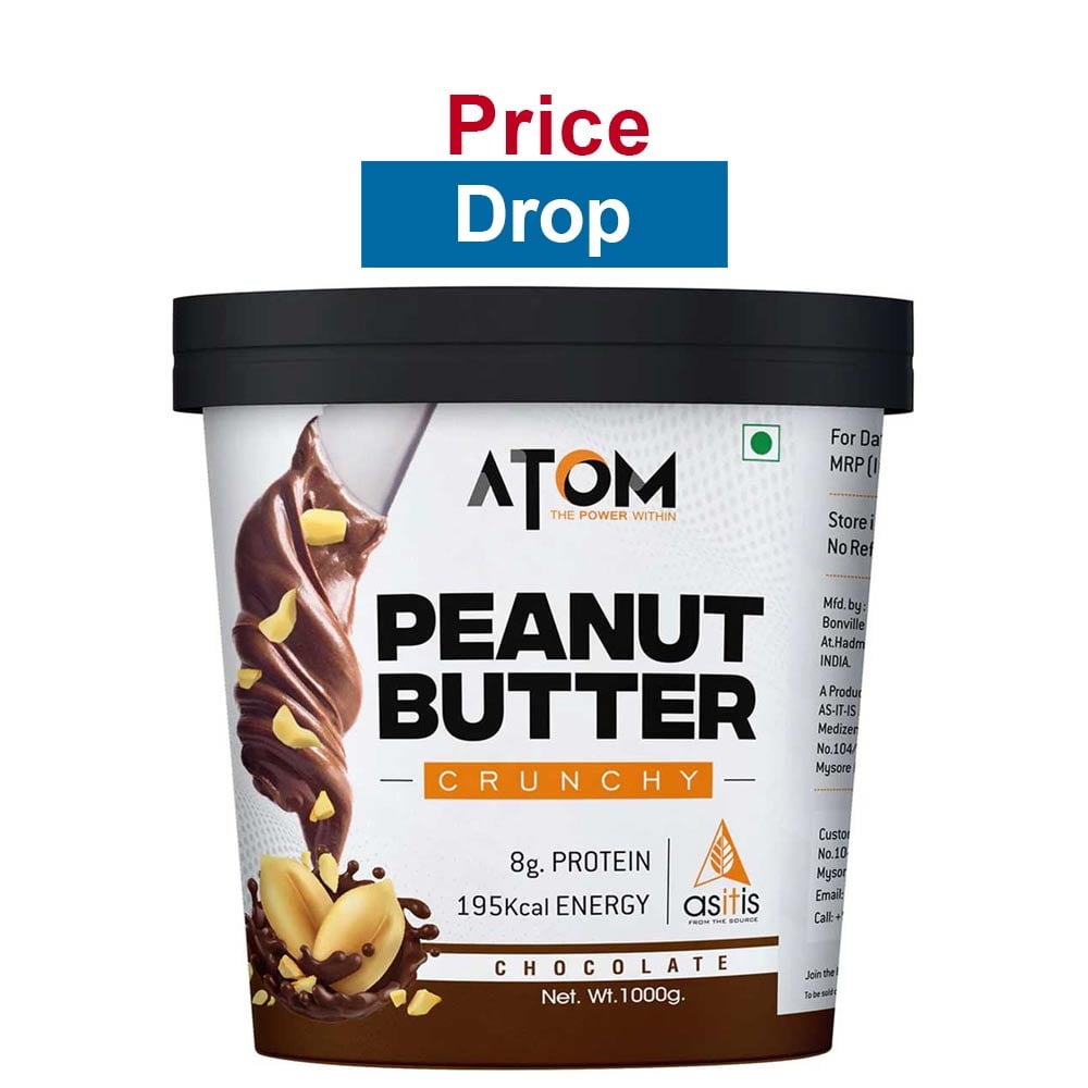 AS-IT-IS Nutrition ATOM Peanut Butter Crunchy,  1 kg  Chocolate 