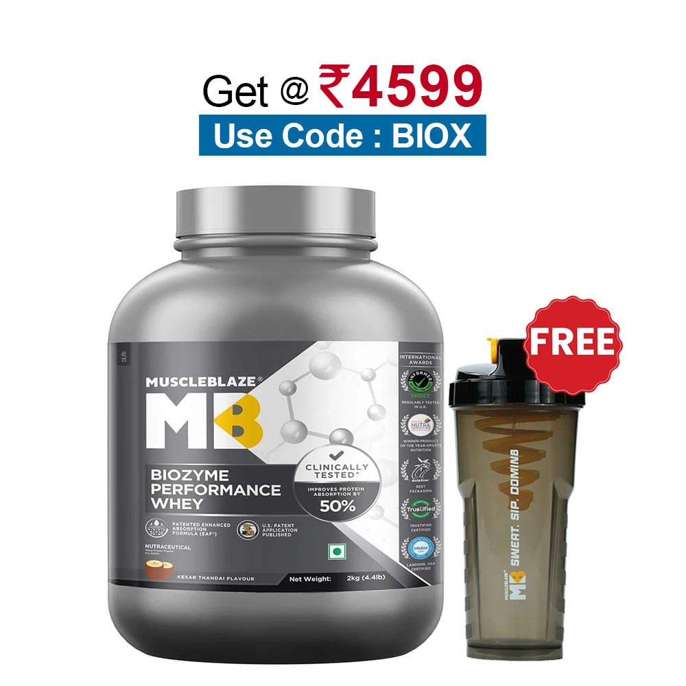 MuscleBlaze Biozyme Performance Whey, 4.4 lb Kesar Thandai