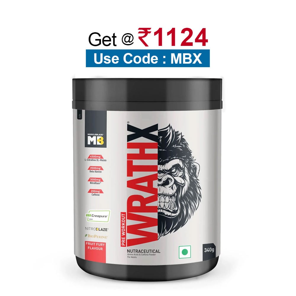 MuscleBlaze Pre Workout WrathX,  0.75 lb  Fruit Fury 