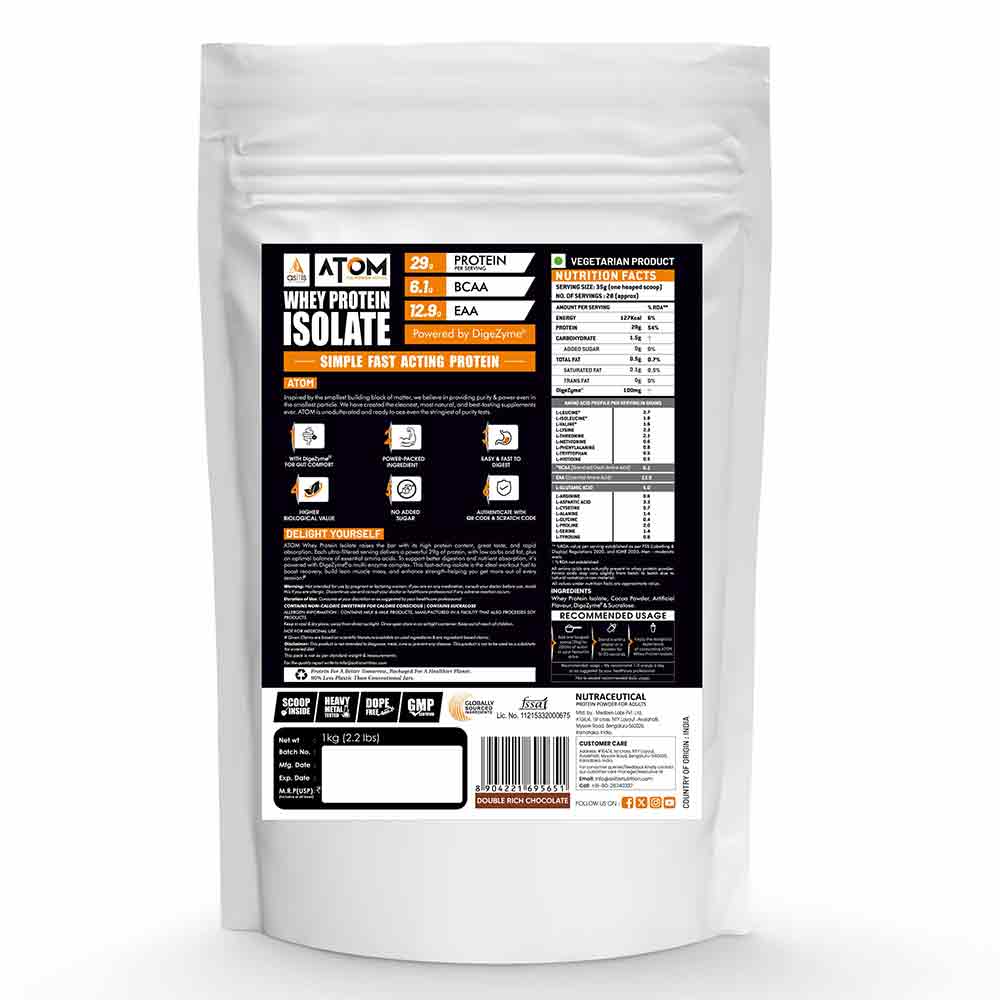 2 - AS-IT-IS Nutrition ATOM 100% Whey Protein Isolate Ultra-Pure,  2.2 lb  Double Rich Chocolate 