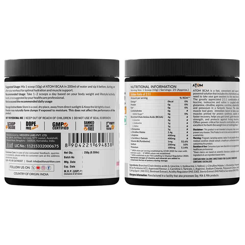 2 - AS-IT-IS Nutrition ATOM BCAA,  0.55 lb  25 Servings  Classic Rose 