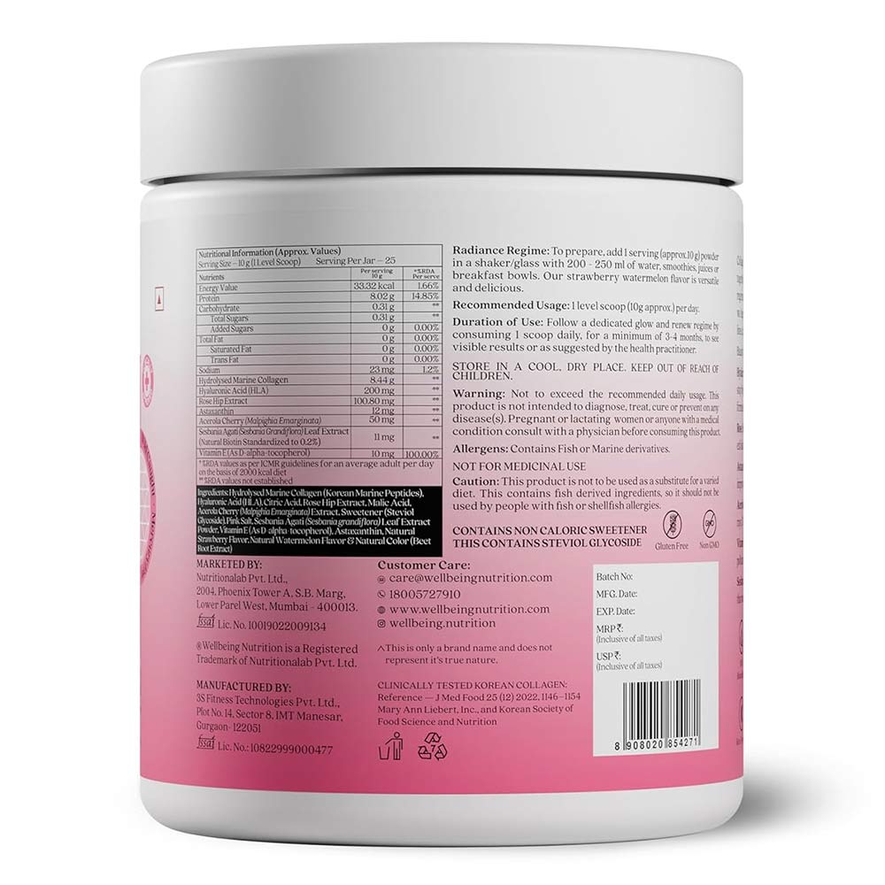 2 - Wellbeing Nutrition Beauty Collagen,  250 g  Strawberry Watermelon 