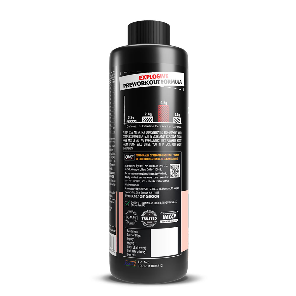 2 - QNT Pump Extra Concentrated Liquid Pre- Workout,  900 ml  Peach 