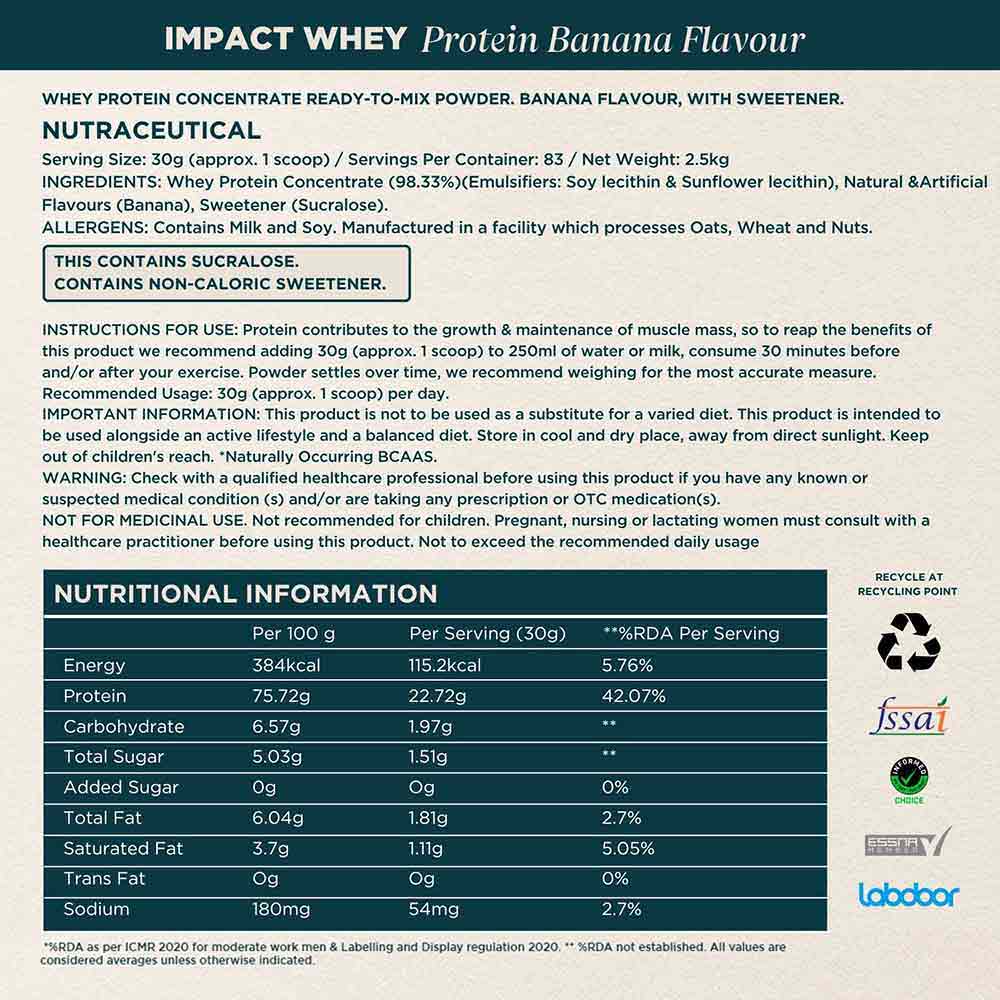 2 - Myprotein Impact Whey Protein 5.5 lb Banana & Impact Creatine,  0.55 lb  Unflavoured with Shaker 600 ml White 