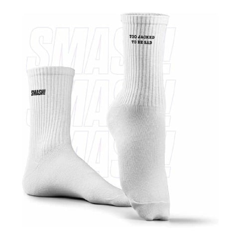 Smash Socks,  White- Too Jacked  Crew Length 