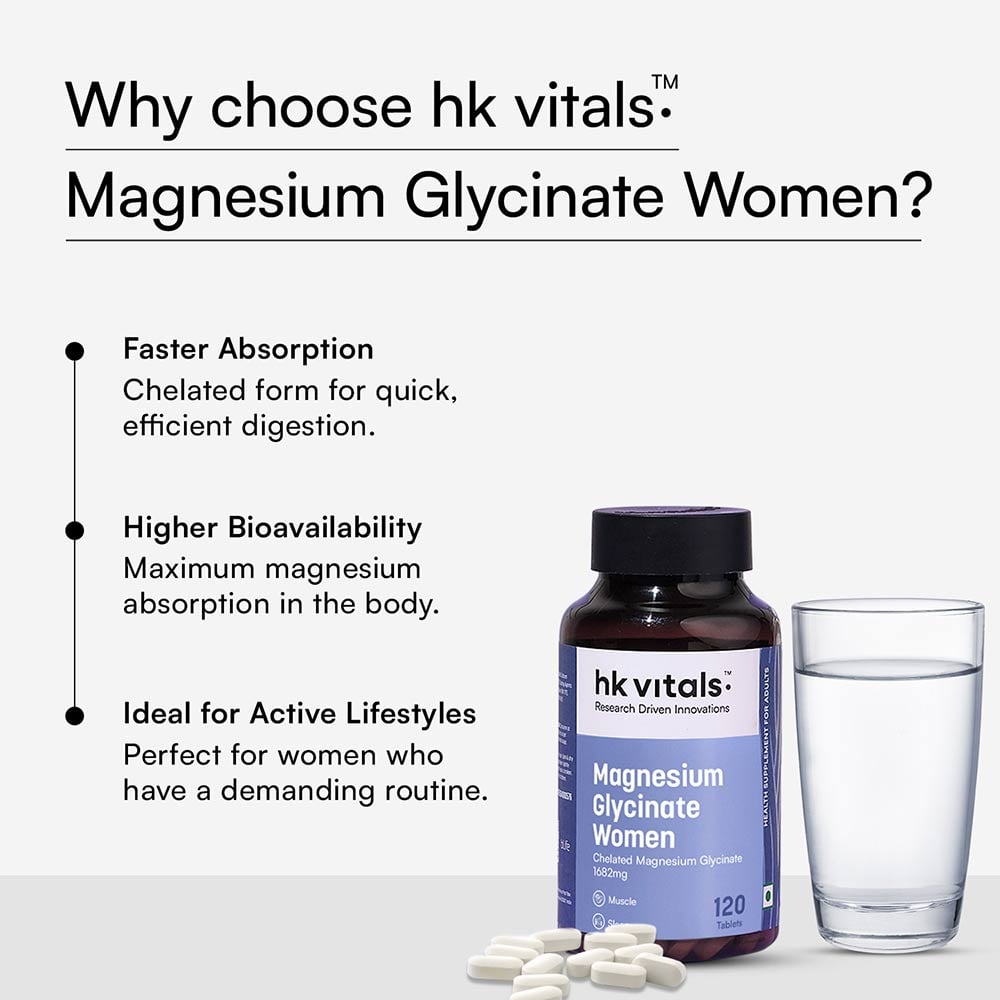 6 - HealthKart HK Vitals Magnesium Glycinate,  Unflavoured - Women  120 tablet(s)
