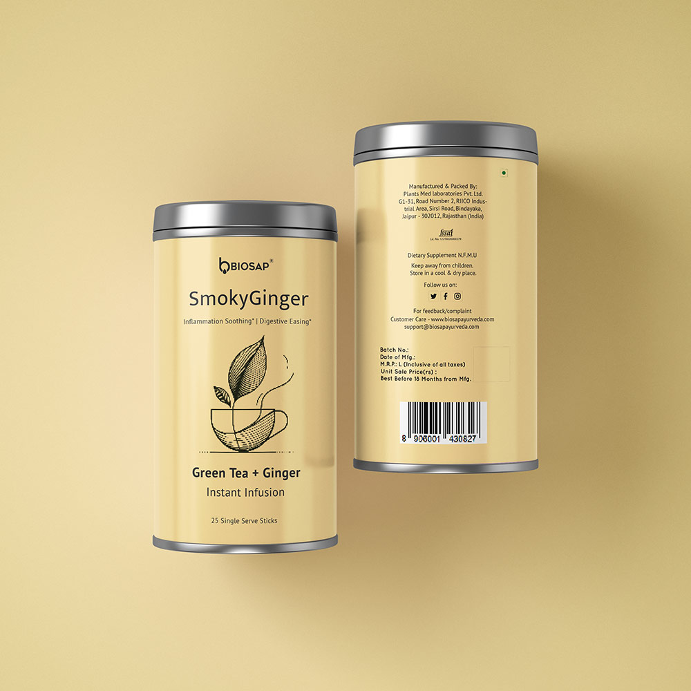 3 - BIOSAP Smoky Ginger,  25 Stick(s)  Green Tea + Ginger 