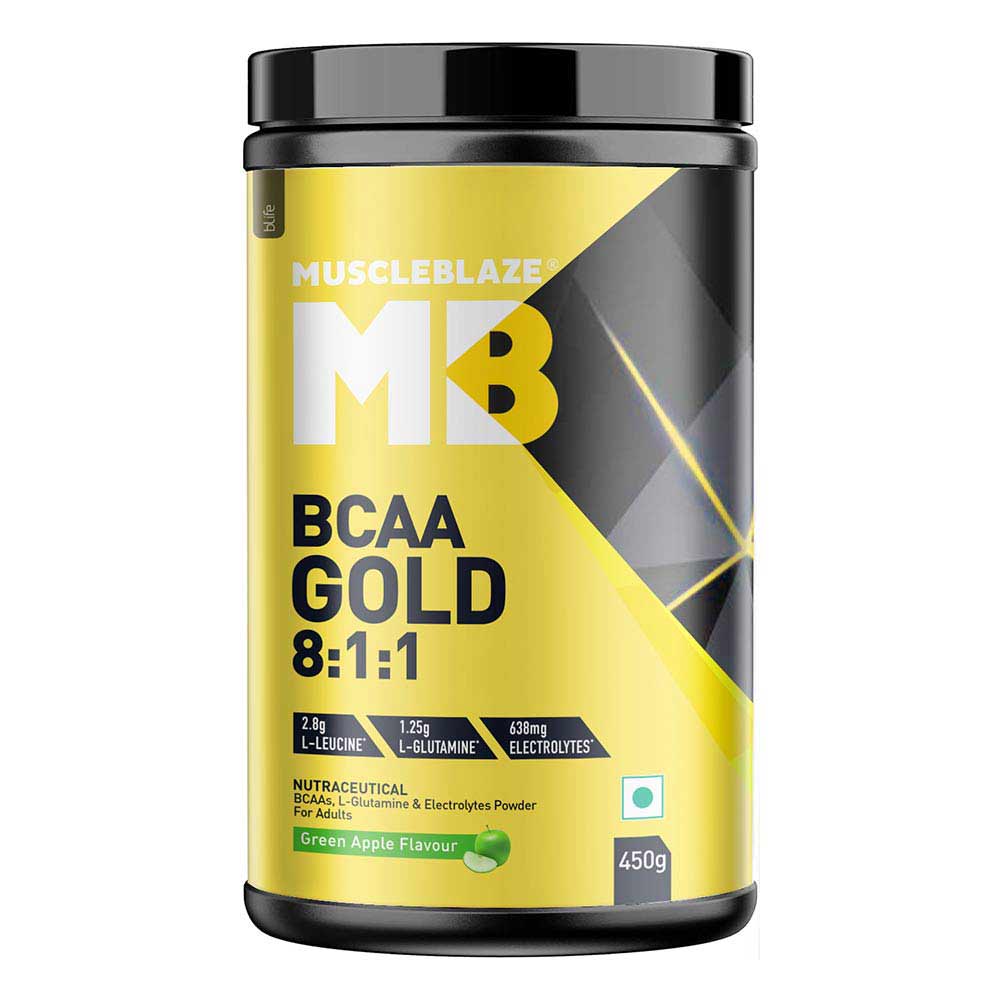 2 - MuscleBlaze BCAA Gold 8:1:1, 0.99 lb 30 Servings Green Apple