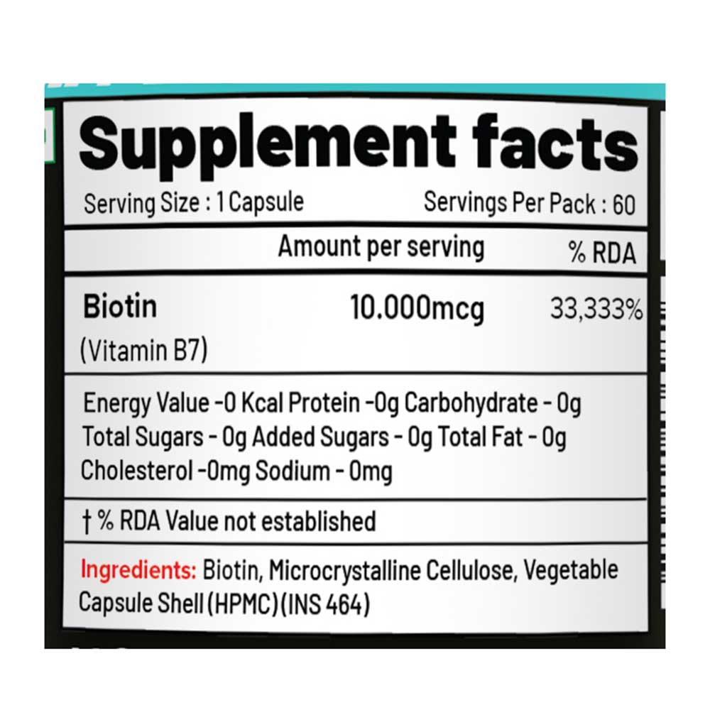 3 - NutriJa Biotin 10000mcg,  60 capsules  Unflavoured 