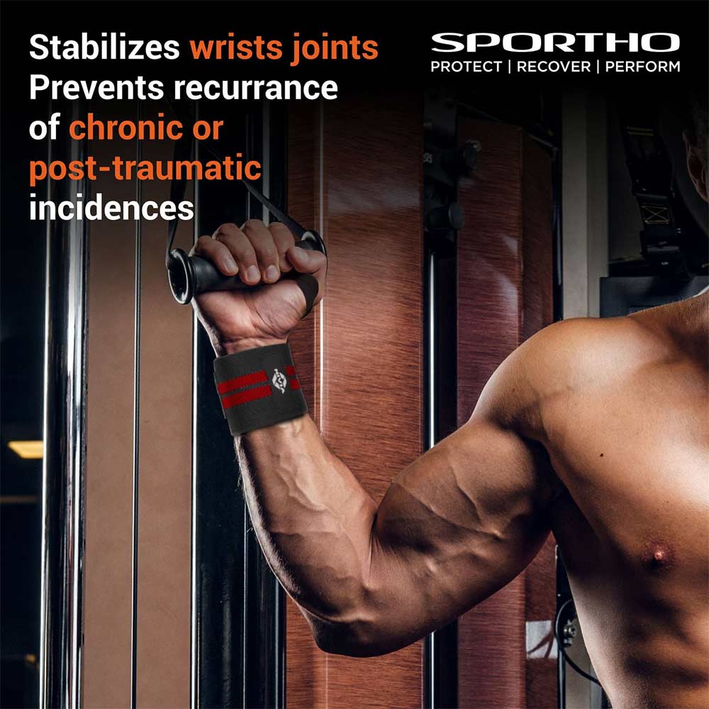 4 - Nivia Wrist Support with Thumb Loop & Adjustable Velcro Strap,  Black/Red  Large 