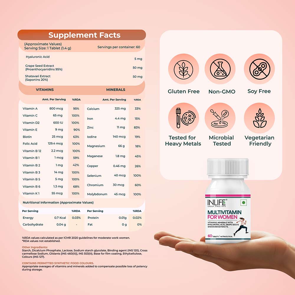 3 - INLIFE Multivitamin for Women,  60 tablet(s)  Unflavoured 