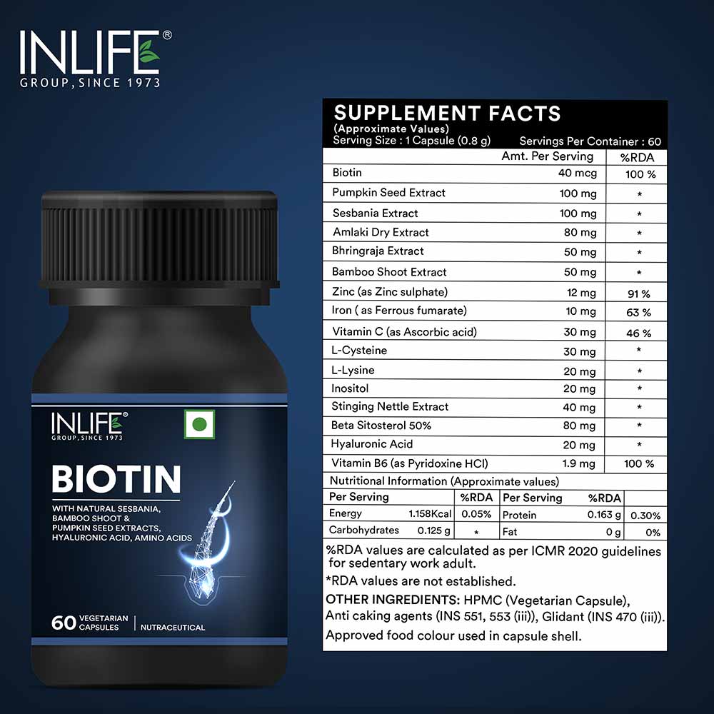 7 - INLIFE Biotin,  60 veggie capsule(s)  Unflavoured 