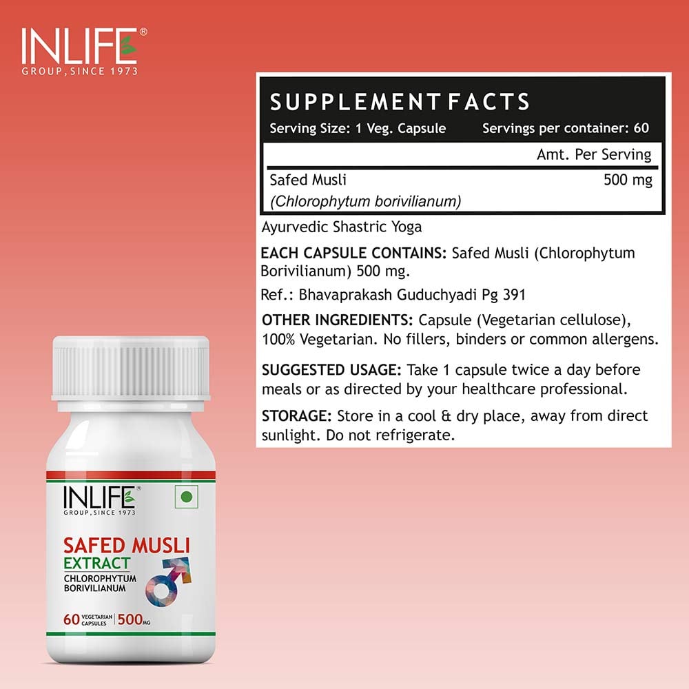 6 - INLIFE Safed Musli Extract 500 mg,  60 veggie capsule(s) 