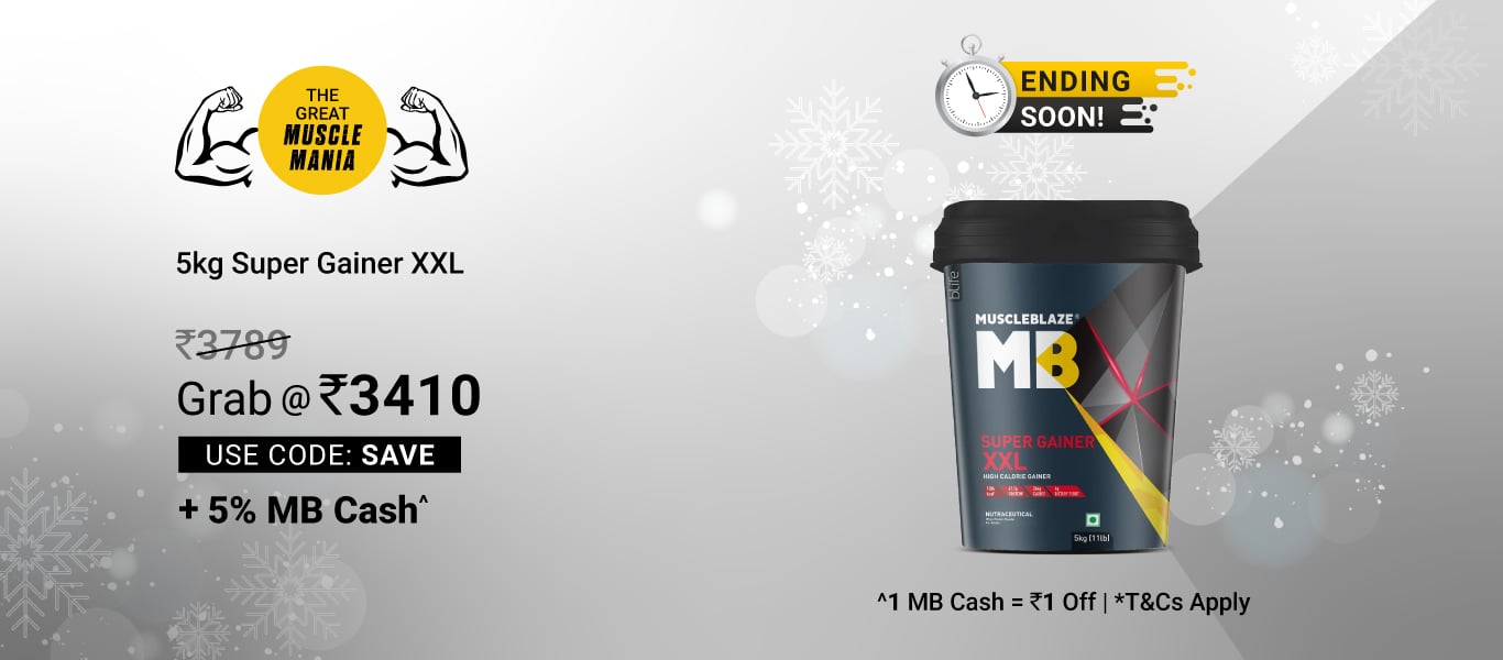 Ending Soon: 5kg Super Gainer @ 3410 using SAVE + 5% MB Cash