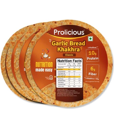 1 - Prolicious Khakhra,  Garlic Bread (Pack of 4)  170 g 
