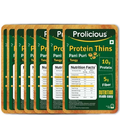 1 - Prolicious Protein Thins Snack Chips, Pani Puri (Pack of 7) 50 g